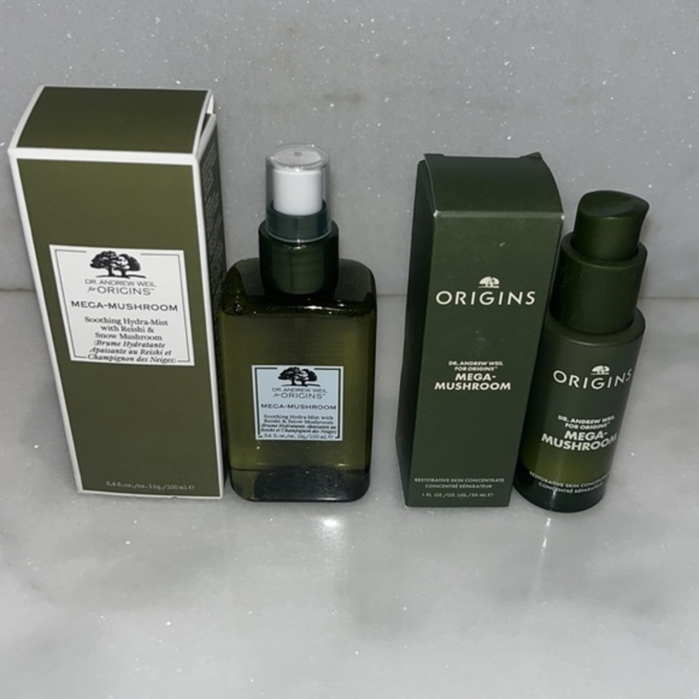Origins Mega-Mushroom Hydra Mist and Restorative Skin Concentrate